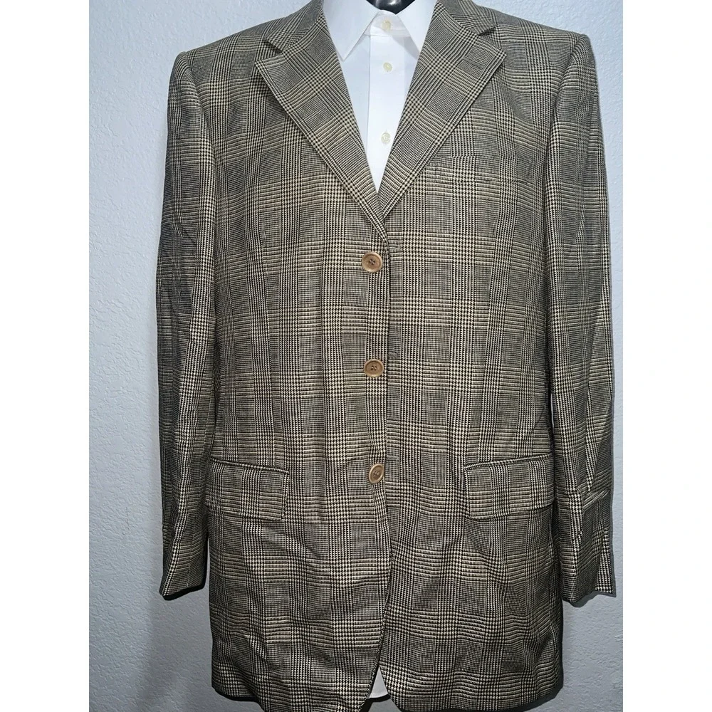 Ermenegildo Zegna Soft Sport Coat Blazer Check Silk Men's Size 48R Preppy Cool
